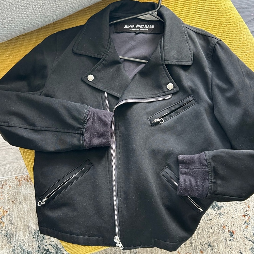 Comme des Garcons Black Bomber Jacket with Silver Hardware